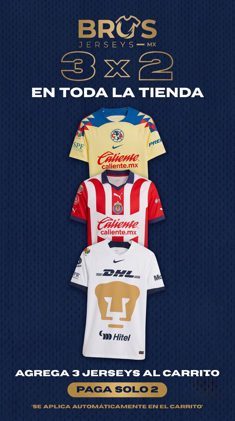 3x2 en toda la tienda - agrega 3 jerseys al carrito y paga solo 2
